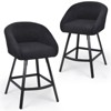 Sapphtopaz Modern Bar Stools Set of 2 with Mid-Back & Armrest Upholstered Counter Height Stools with Metal Legs & Footrest for Kitchen Island - 3 of 4