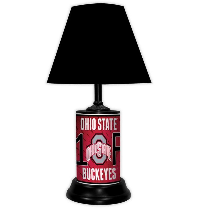 NCAA 18-inch Desk/Table Lamp with Shade, #1 Fan with Team Logo, Ohio State Buckeyes, 1 of 4