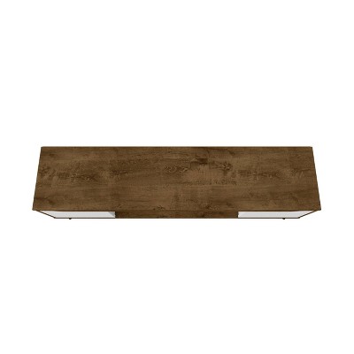 Rustic Brown and White Solid Wood 63" TV Stand with Cabinet Storage