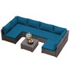 UPHA 7-Piece Brown Rattan Patio Sofa Conversation Set with Cushions - 2 of 4