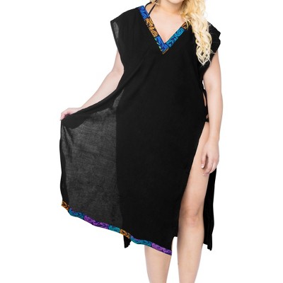 LA LEELA Women's Summer Loose Vacation Beachwear Swim Suit Bohemian Bathing Suit Cover Ups