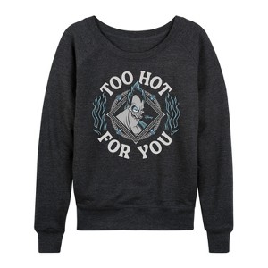 Women's - Disney Villains - Hades Too Hot For You Lightweight French Terry Wide Neck Long Sleeve Shirt - 1 of 4