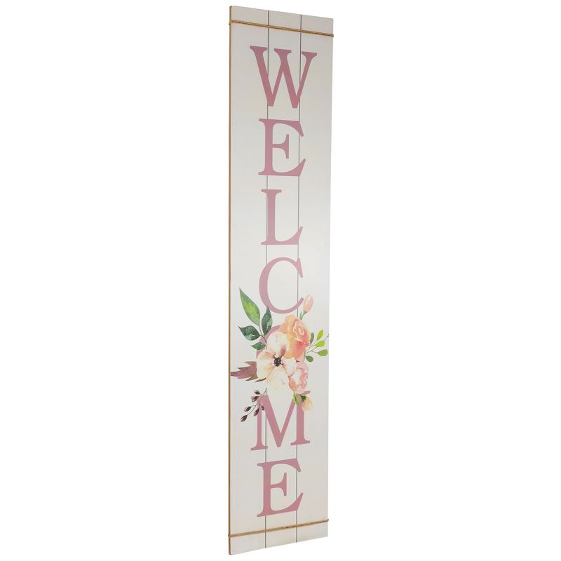 Northlight 48.5" Floral "Welcome" Wooden Spring Porch Board Sign Decoration, 3 of 6