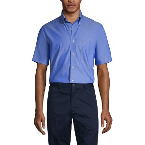 Lands' End School Uniform Men's Short Sleeve No Iron Pinpoint Dress Shirt - 1 of 4