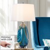 Possini Euro Design Modern Table Lamp with USB Charging Port 27" Tall Multi Blue Art Glass White Drum Shade for Living Room Bedroom (Color May Vary) - 2 of 4
