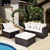 Tangkula 4PCS Rattan Patio Sofa Conversation Set Outdoor Furniture Set w/ Cushion - 3 of 4