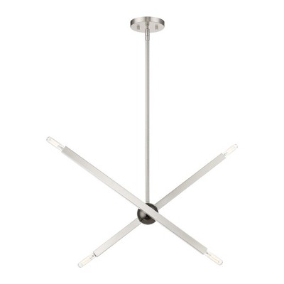 Livex Lighting Monaco 4 - Light Chandelier in  Brushed Nickel/Black Chrome