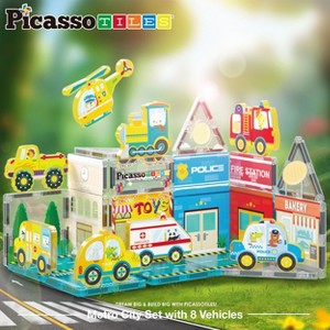 PICASSO-TILES Magnetic Tiles for Kids, Construction STEM Building Blocks Educational Toy - 1 of 4