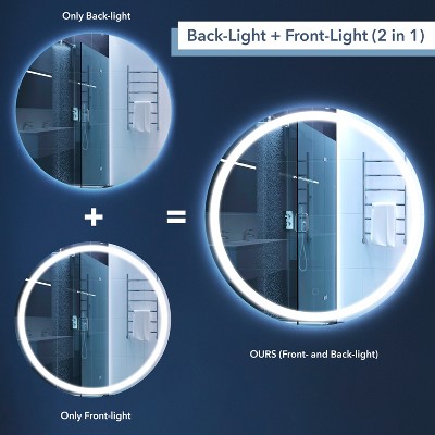 Dane Round Frameless Antifog LED Bathroom Vanity Mirror