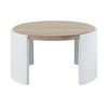 Royal Hampton Coffee Table, White High Gloss Wood, Brown Top, Round 33 Inch - 3 of 4