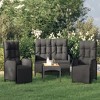 vidaXL Patio Dining Set with Cushions, 4 Piece, Black Poly Rattan, Outdoor Lounge Set with Powder-Coated Steel Frames and Acacia Wood Tabletop - 2 of 4
