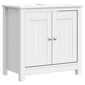 vidaXL Solid Pine Wood Bathroom Sink Cabinet Berg Range in White Color, offering Spacious Storage Space, Ideal for Bathroom Essentials, Easy-to-Clean - 1 of 4