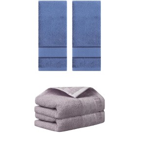 REGALWOVEN 4 Pcs Solid Soft Absorbent Hand Towel for Bathroom 14" x 30" - 1 of 4