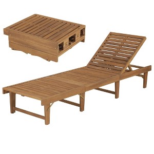 vidaXL Folding Sun Lounger Solid Acacia Wood - 1 of 4