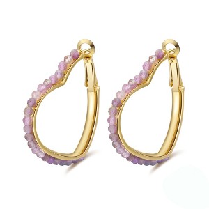 Heart Hoop Earrings for Women Blue Lapis Gold Plated Sterling Silver Ginger Lyne Collection - 1 of 4