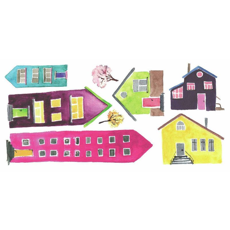 RoomMates Watercolor Village Peel and Stick Wall Decal, 4 of 8