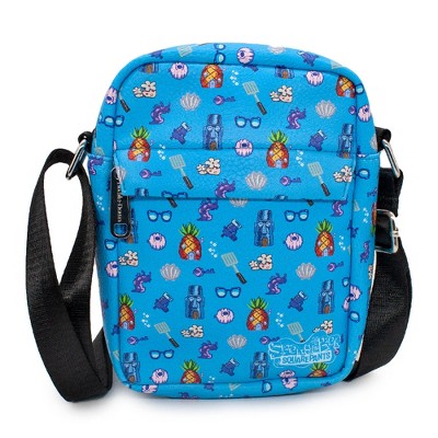 Nickelodeon Bag, Crossbody, SpongeBob SquarePants Under the Sea Icons Collage, Blue, Vegan Leather
