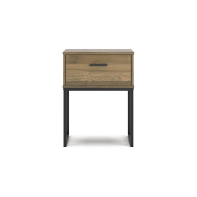 Deanlow Honey Brown and Black 1-Drawer Nightstand