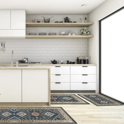 Kitchen Rugs 3 Piece Set, Washable Non-Slip Kitchen Long Rug, Bohemian Style Farmhouse Hallway Doormat
