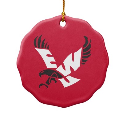 Eastern Washington University Primary Porcelain Scalloped Holiday Christmas Tree Ornament