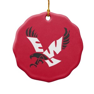 Eastern Washington University Primary Porcelain Scalloped Holiday Christmas Tree Ornament - 1 of 4