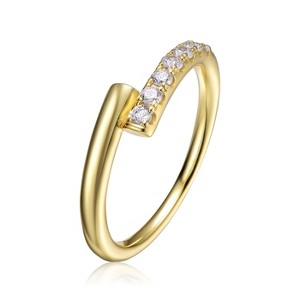 Guili Elegant 14K Yellow Gold Plated Sterling Silver Bypass Stacking Ring with Cubic Zirconia for a Chic and Timeless Design, Size 6, 7, and 8. - 1 of 3