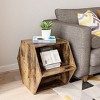 Gulches 15 Inch High Brown Finished Hexagonal Nightstand with 2 Open Shelves - 2 of 4