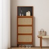 Rattan Shoe Cabinet with 3 Flip Drawers, Freestanding Tipping Bucket Shoe Rack with Pegboard,  Hidden Narrow Shoe Cabinet for Entrance Hallway Bedroom - 2 of 4