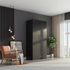 Famapy Double Door Wardrobe Clothes Organiser with Hanging Rod for Bedroom Use Black - 2 of 4