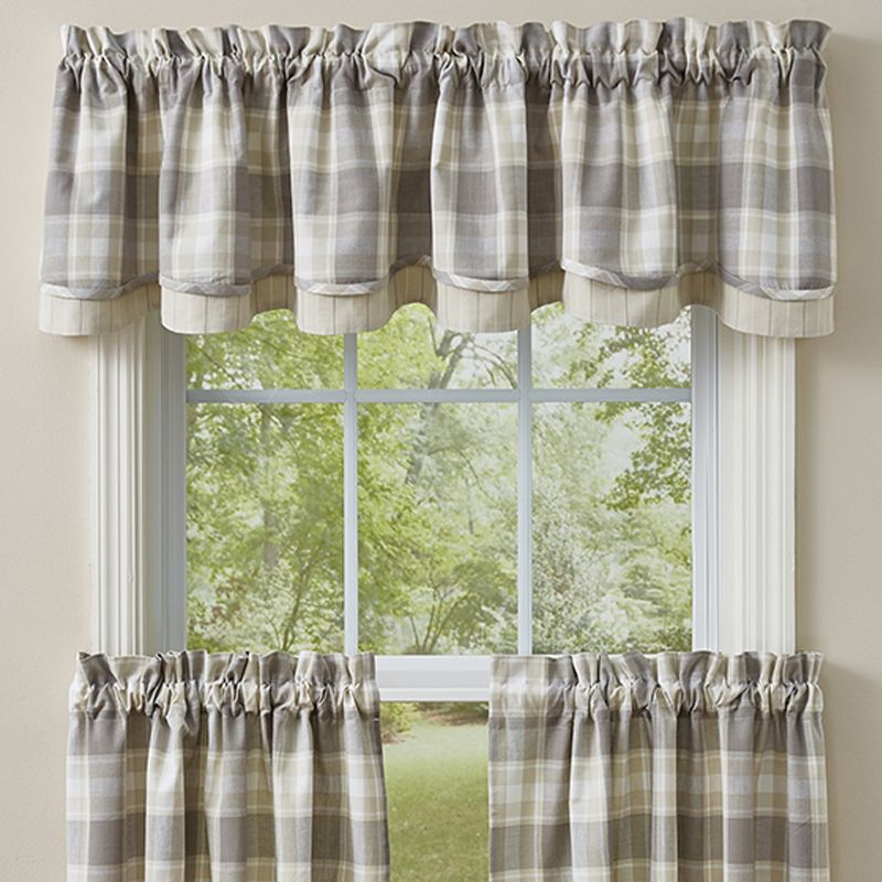 Park Designs Weathered Oak Lined Layered Valance -72'' - Off-White, 2 of 6