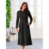 INSPIRE CHIC Women's Long Sleeve Round Neck Casual Stretchy A-Line Midi Dress - 4 of 4