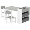 Yinvani Kids Desk and Chair Set with Paper Roll, Kids Activity Craft Table with Storage Shelves and Drawers - 2 of 4