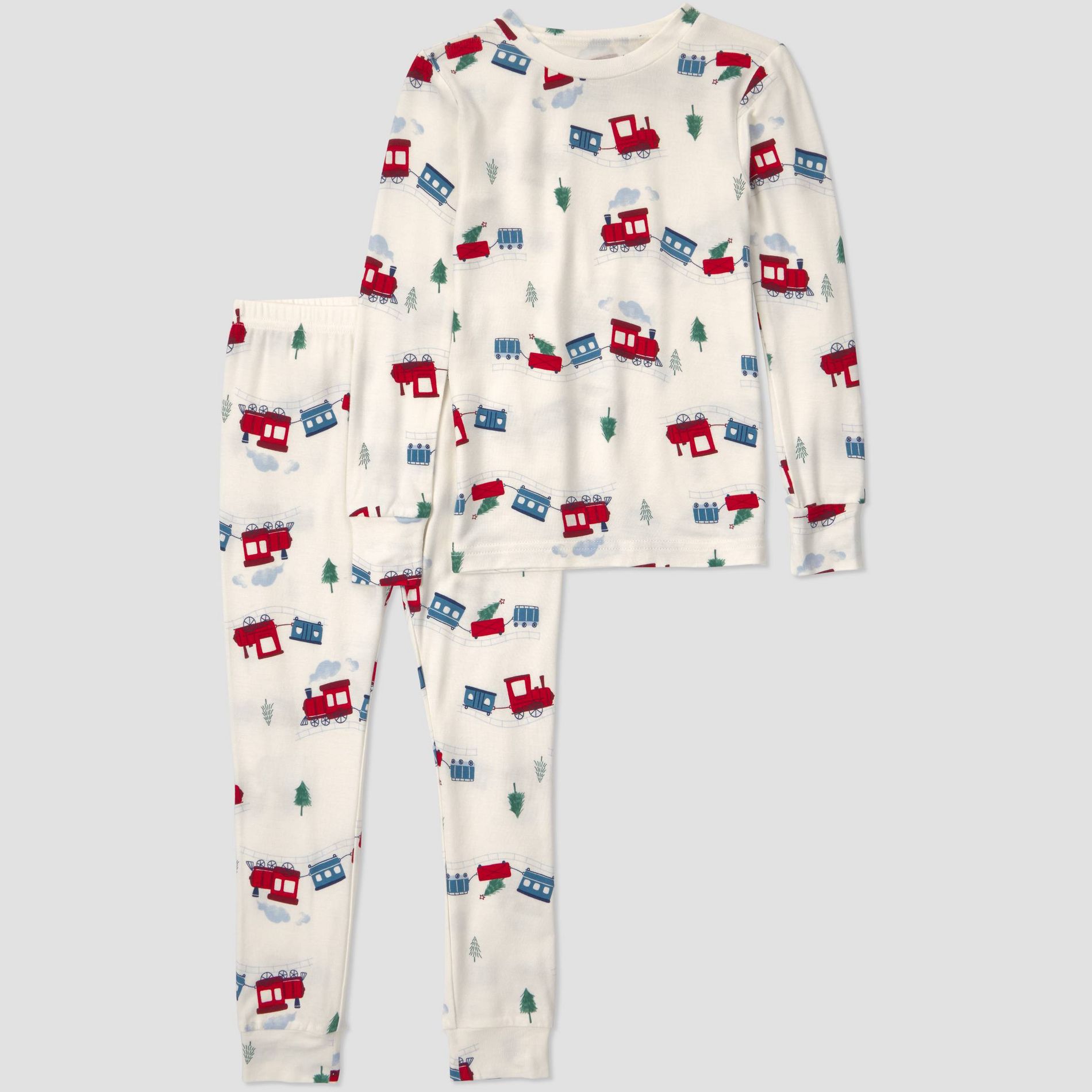 Carter's Just One You® Baby & Toddler Holiday 2pc Long Sleeve Comfy Soft Snug Fit Train Pajama Set - Ivory