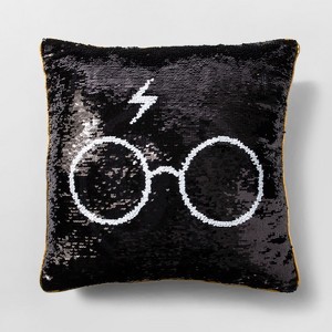Harry Potter Throw Pillow Black/Gold, Black Gold