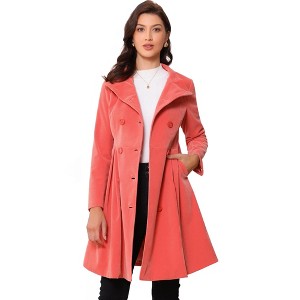 INSPIRE CHIC Women's Velvet A-Line Steampunk Double Breasted Winter Trench Coats - 1 of 4