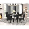 HomeStock 5-Piece Rectangle Black Finish Solid Wood Top Dining Table with 4 Parson Chair with Butterfly Leaf - 2 of 4