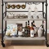 3-Tier Industrial Bar Cart with Wine Rack, Glass Holder, and Removable Tray – Rolling Serving Cart for Kitchen, Living Room - 2 of 4