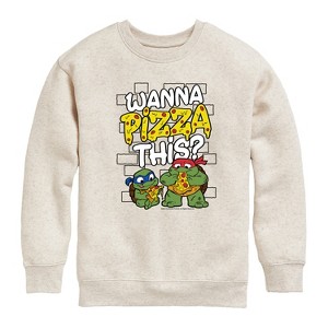 Boys' - Teenage Mutant Ninja Turtles Mutant Mayhem - Wanna Pizza This Graphic Long Sleeve Fleece Sweatshirt - 1 of 4