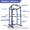 Naysaye Exercise Trainers Power Cage Adjustable with Gym Accessories 1000LBS Capacity for Home Gym and Living Room Use, Black and Blue, - 3 of 4