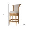 HomeRoots 25" Beige and Natural Fabric and Solid Wood Counter Height Swivel Bar Chair - 3 of 4