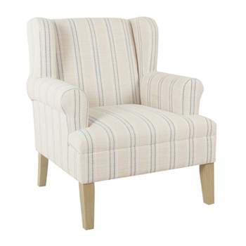 Emerson Wingback Accent Chair Blue/White Stripe - HomePop