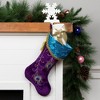 Northlight 19" Purple Velvet Regal Peacock Embroidered Feather Christmas Stocking with Gold Tassel - 2 of 4