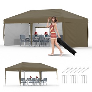 10x20 Heavy Duty Pop Up Canopy w/4 Sidewalls, Roller Bag, 4 Weights, 8 Stakes & 6 Ropes - 3 Height Adjustable - 1 of 4