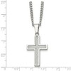 Black Bow Jewelry Stainless Steel & Gray Carbon Fiber Small Cross Necklace, 20 Inch - 4 of 4