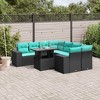 vidaXL 9 Piece Garden Sofa Set with Cushions Black Poly Rattan - Black without storage - 2 of 4