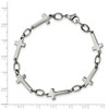 Black Bow Jewelry Polished Stainless Steel Sideways Cross Link Bracelet, 8 Inch - 4 of 4