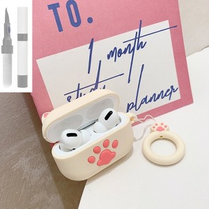 HTUTWOO AirPods Pro 2 Case, Soft Shell Silicone Shockproof Cover Cute Kawaii Cat with Funny Keychain and Cleaning Kit - 1 of 4