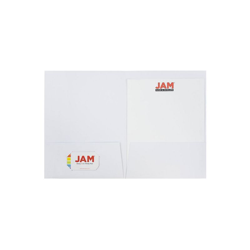 JAM Paper Two-Pocket Textured Linen Business Folders White 95448D, 3 of 9