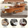 KIGFTSOD Oval Lift Top Coffee Table with 360-degree Marble-Patterned Rotating Tray, Hidden Compartment, Center Table for Home Living Room - 4 of 4