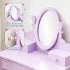 Kids Vanity with Mirror and Stool, Girls Vanity with Wood Makeup Playset, Princess Vanity Table for Toddlers 3-9, Purple - 4 of 4